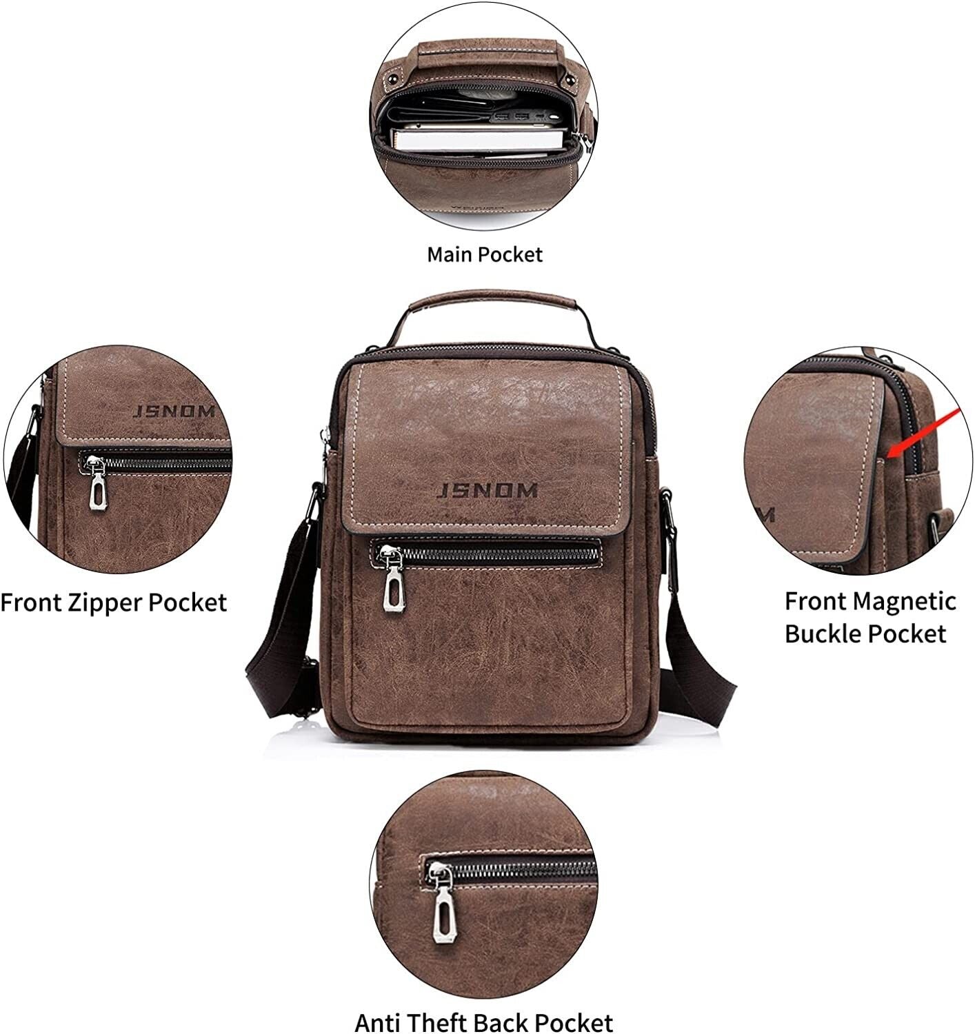 Herren Schultertasche aus leder Umhängetasche Handtasche Messenger Tasche Bag