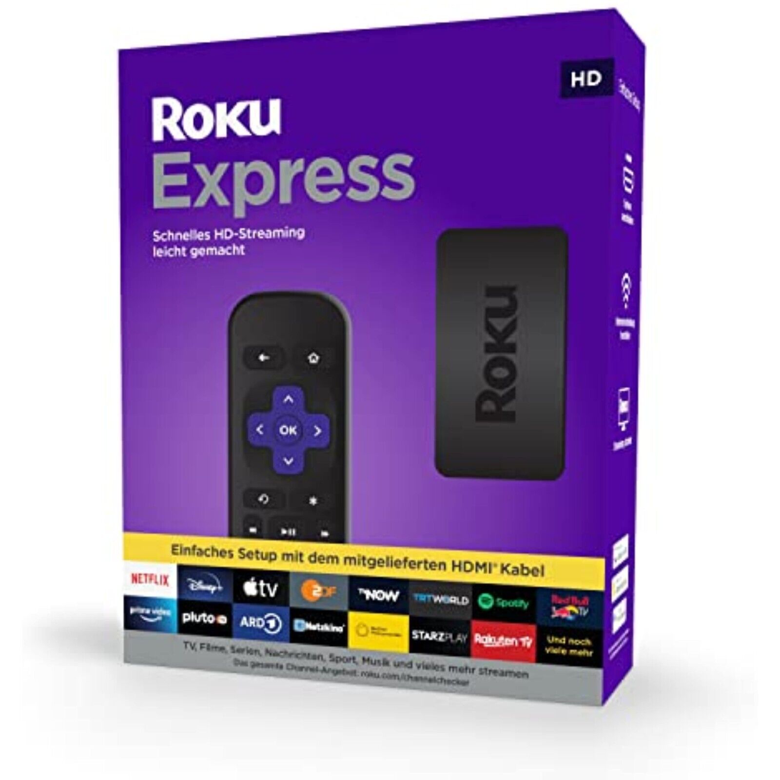 ROKU Express HD Streaming Media Player mit Fernbedienung | Schwarz NEU & OVP