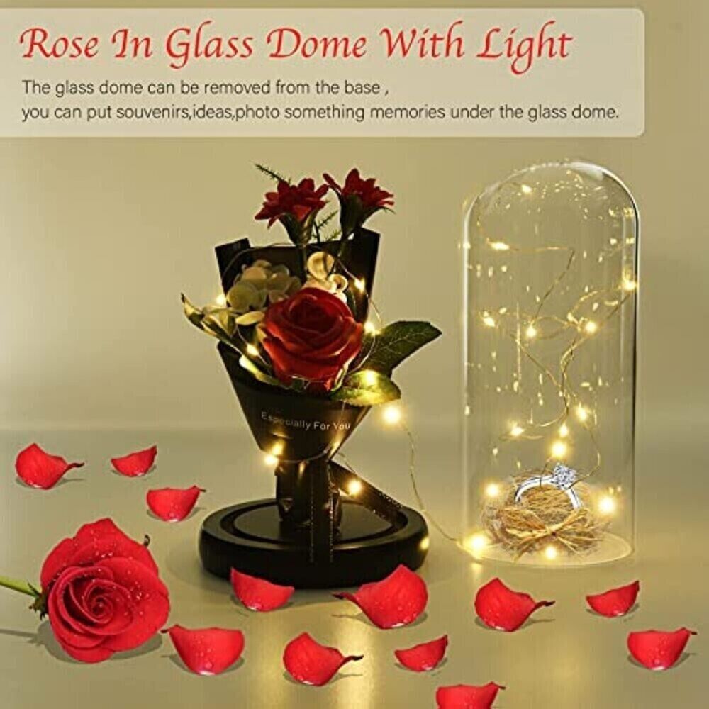 Valentinstag romantisches Rose im Glas Led Licht Geburtstag Liebesgeschenk Ewige