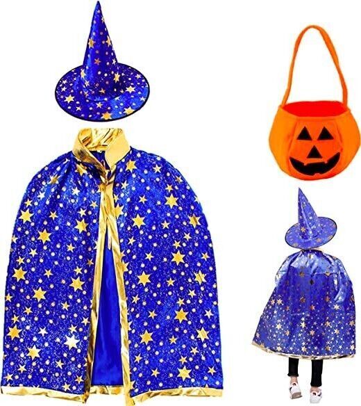 Halloween Kostüm, Kürbis Candy Bag,Wizard Cape Witch Umhang mit Hut, für Kinder