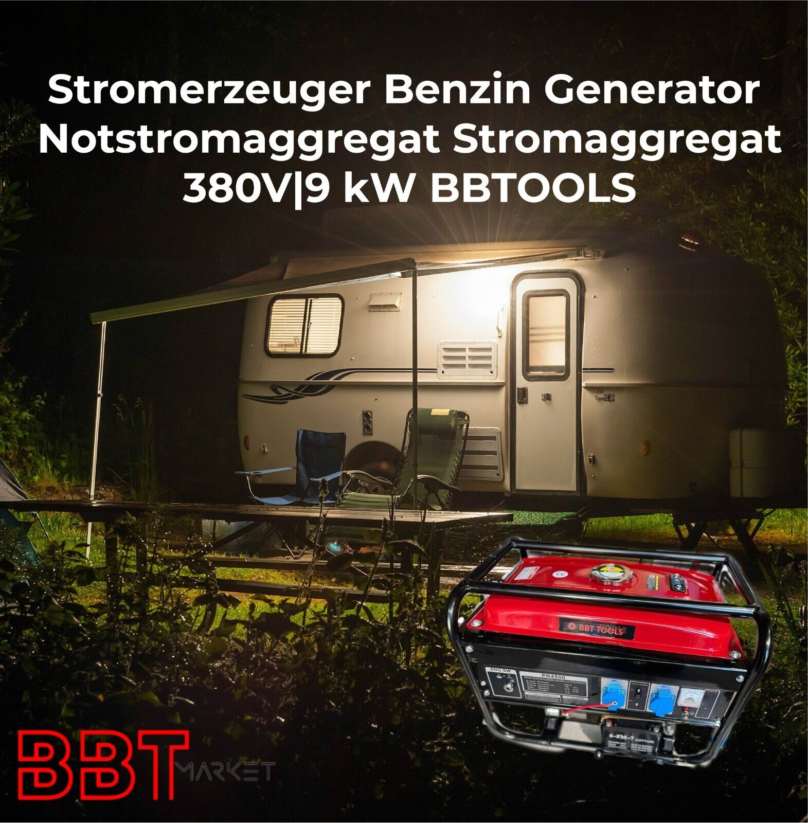 Stromerzeuger Benzin Generator Notstromaggregat Stromaggregat 380V|9 kW BBTOOLS