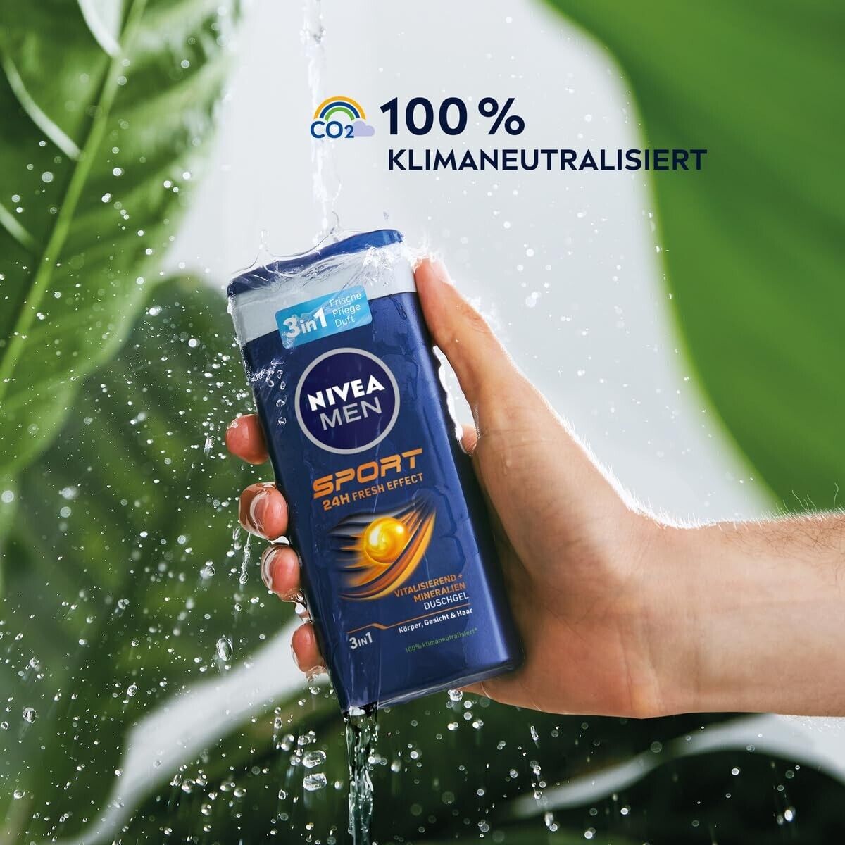 NIVEA MEN 3 in 1 Sport Duschgel, 250ml, Pflege-Dusche, für Körper/Gesicht/Haar