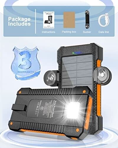 Solar Powerbank Batterie 26800mah Ladegerät  Handy Tragbar Externer Zusatzakku