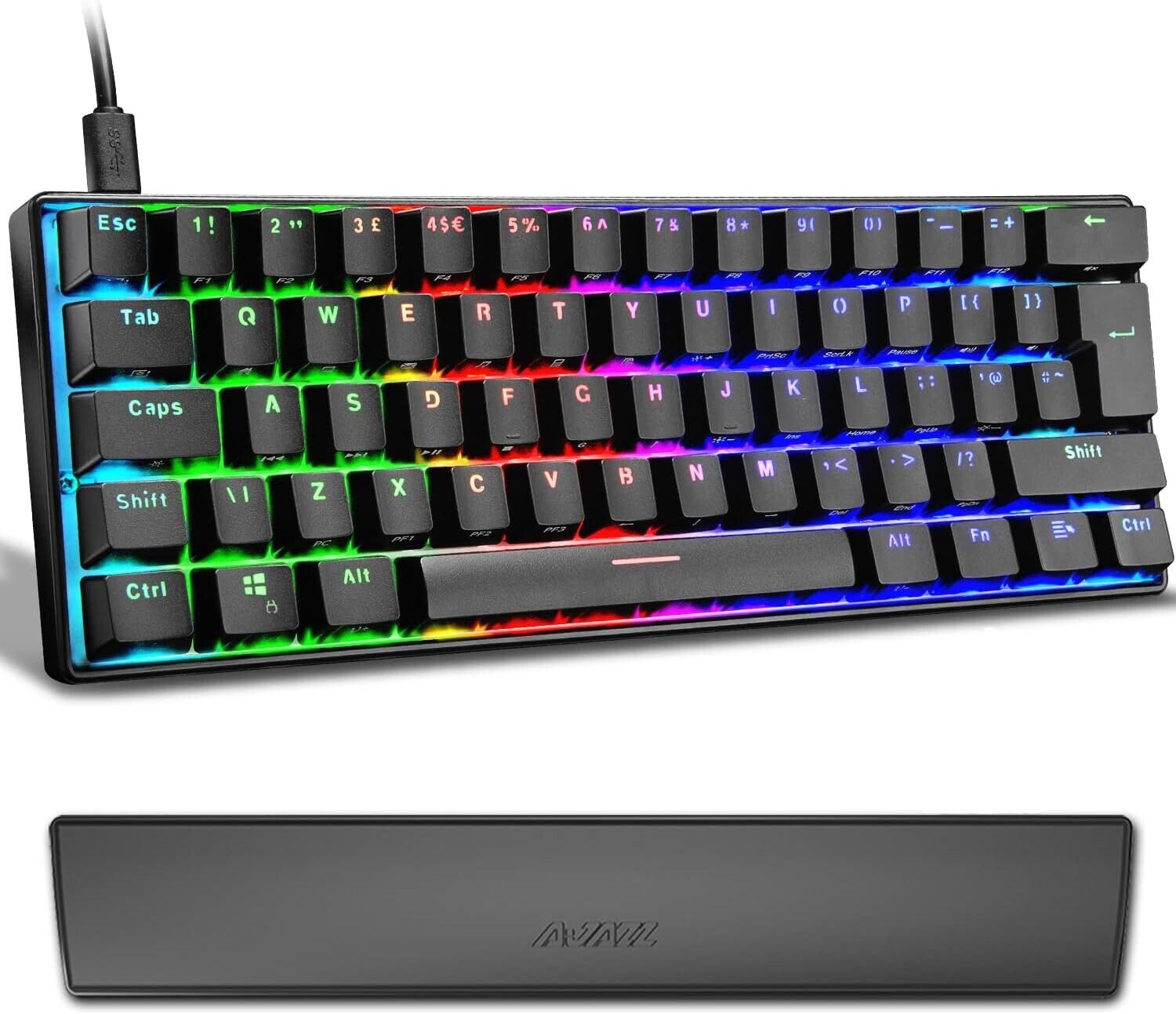 Mechanische Tastatur Gaming 60% LED RGB UK Layout Foam-Handgelenkstütze Typ C 🎮