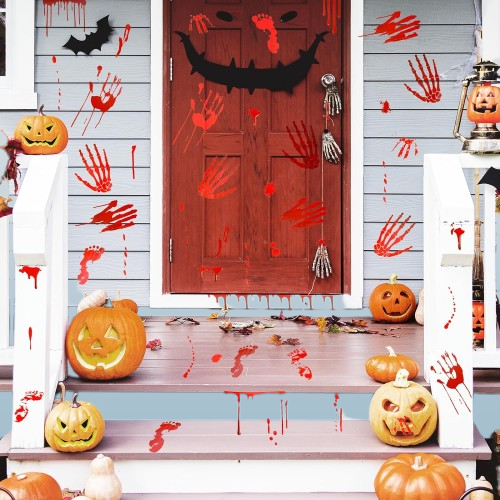 Halloween Fensterbilder, 4Blatt 35 PCS Halloween Blutige Fensteraufkleber-NEU