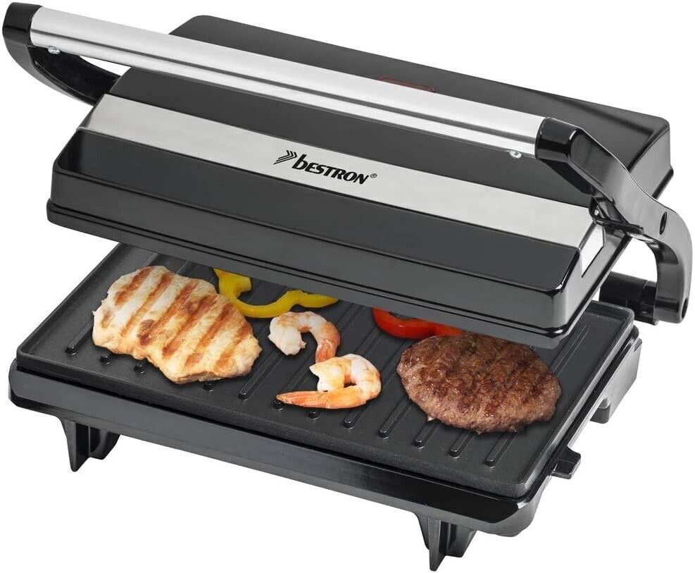 Bestron Panini Grill, Kontaktgrill APM123Z, 700W, Deckelverriegelung