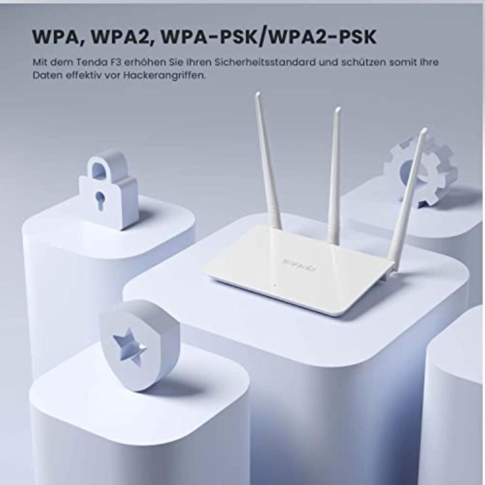 Tenda F3 WLAN Router 2,4GHz 300Mbps 3* LAN Ports 3*5dBi Antennen WPS-Taste Weiß✅