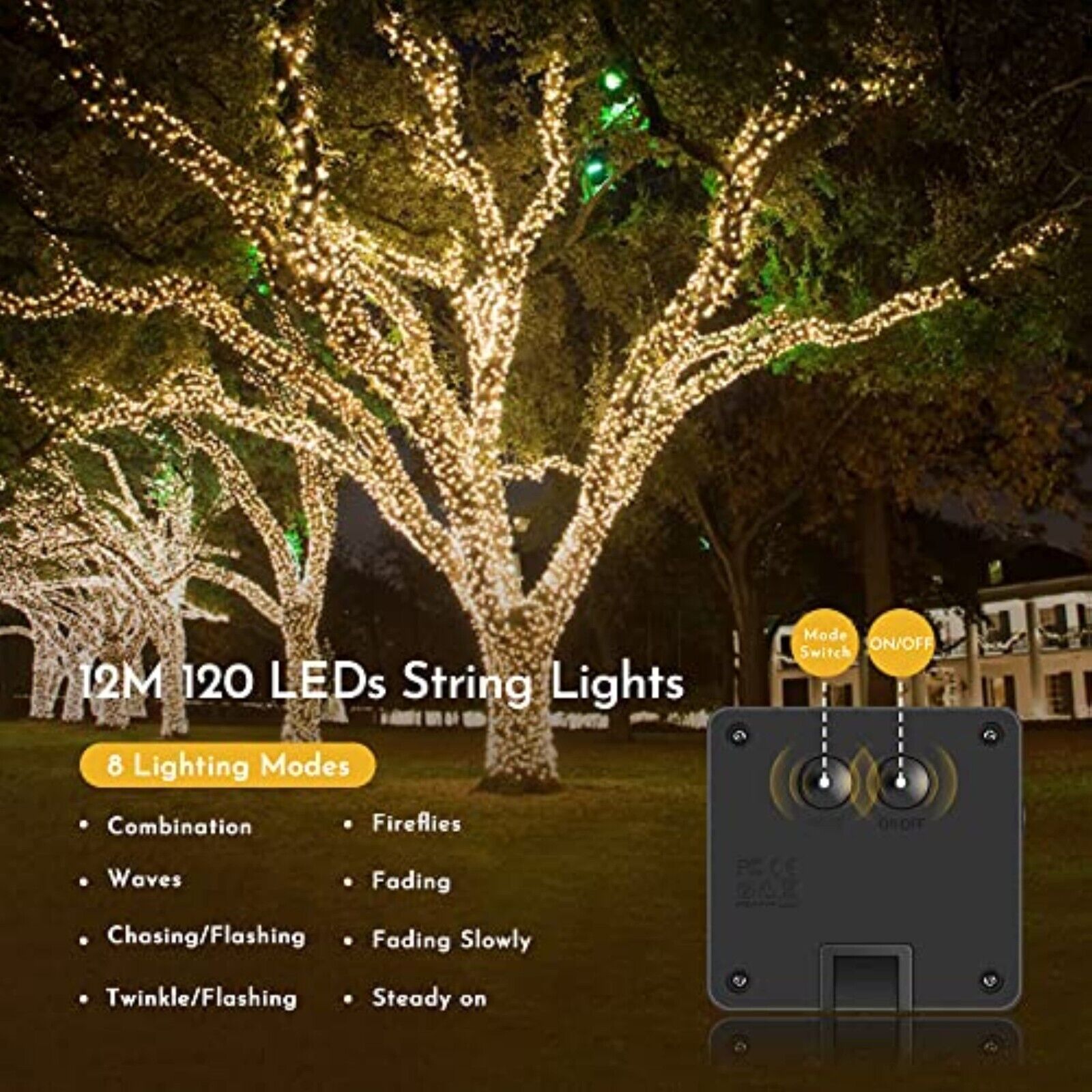LED Solar Lichterkette Außen Garten Beleuchtung Lampe Party Deko 120