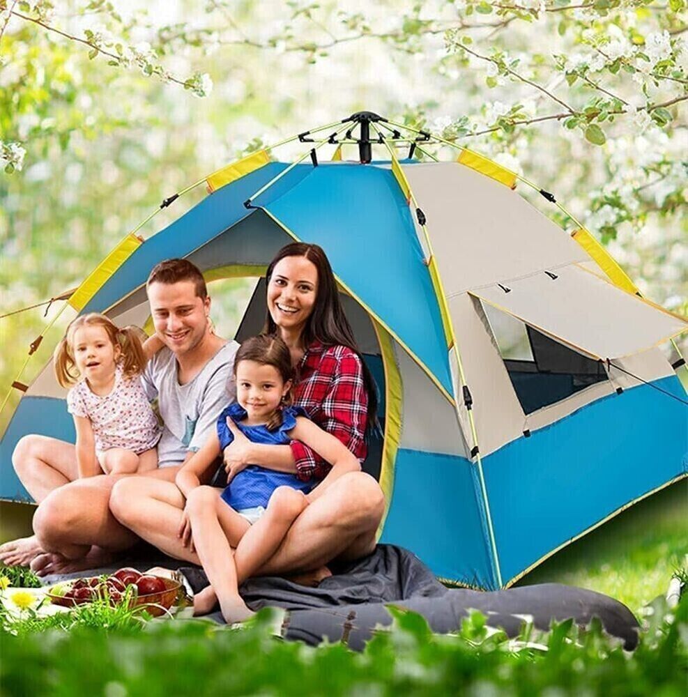 3-4 Personen Campingzelt Wurfzelt Camping Wasserdicht Trekkingzelt Familienzelt