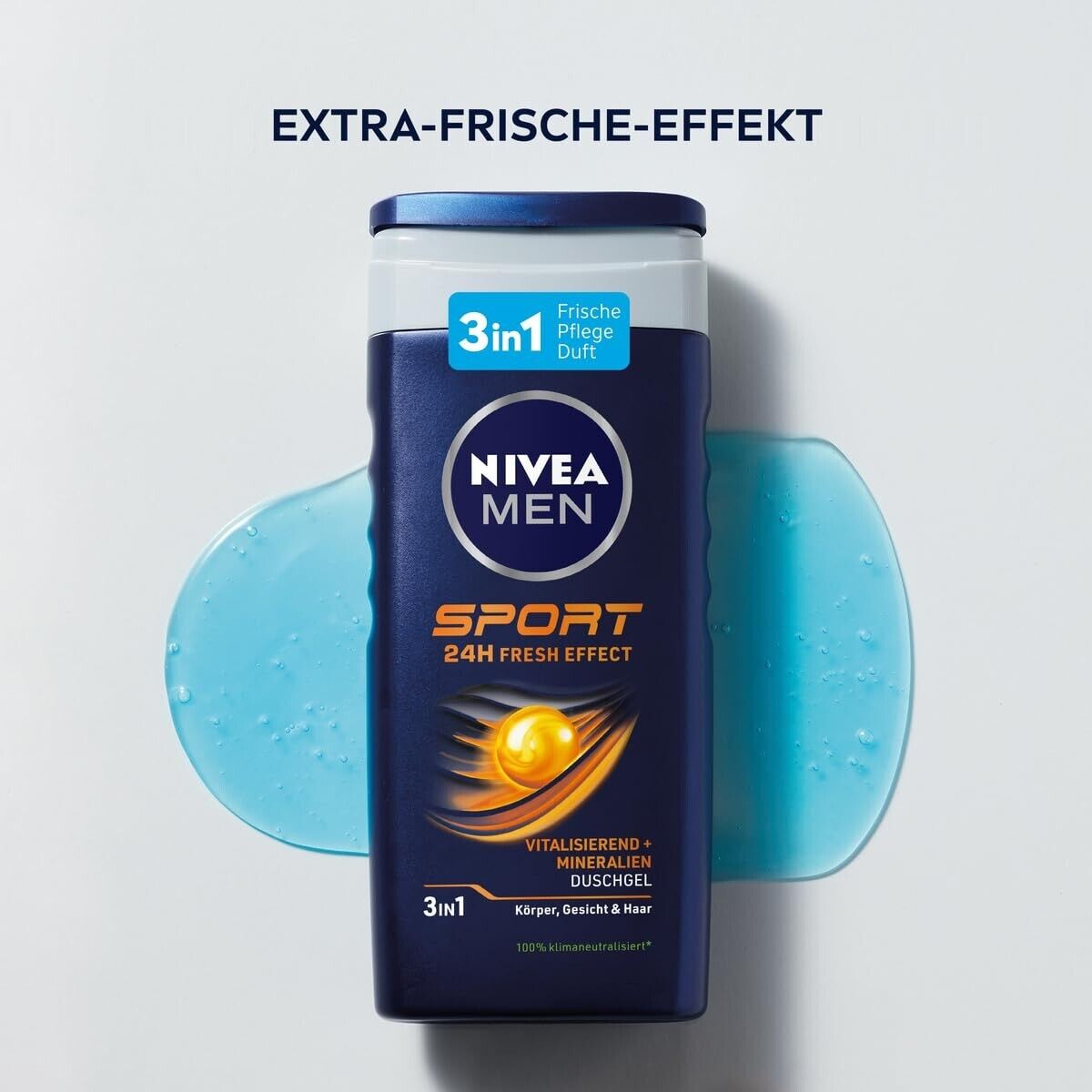 NIVEA MEN 3 in 1 Sport Duschgel, 250ml, Pflege-Dusche, für Körper/Gesicht/Haar