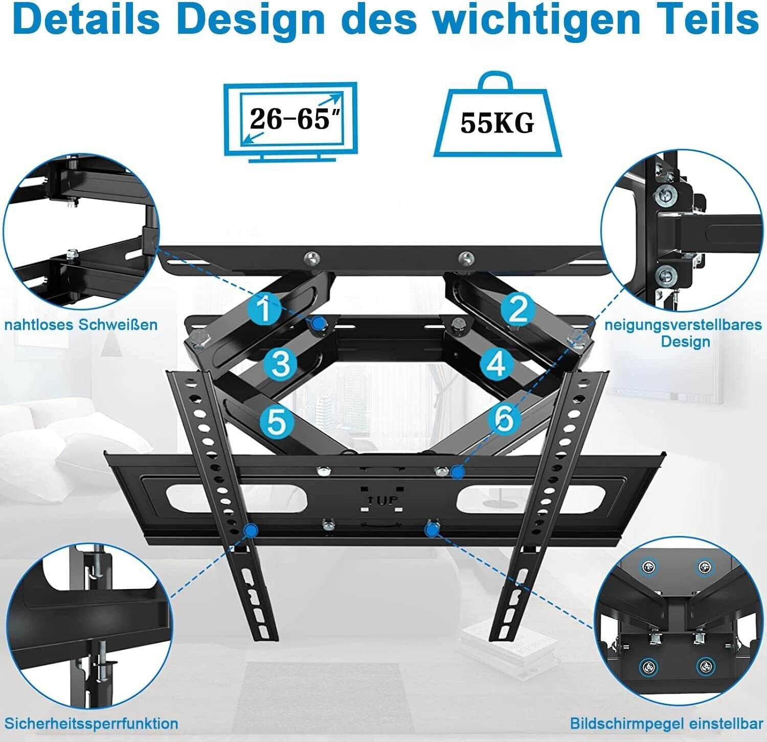 TV Wandhalterung LED LCD 65 Zoll schwenkbar Wandhalter Fernseher neigbar