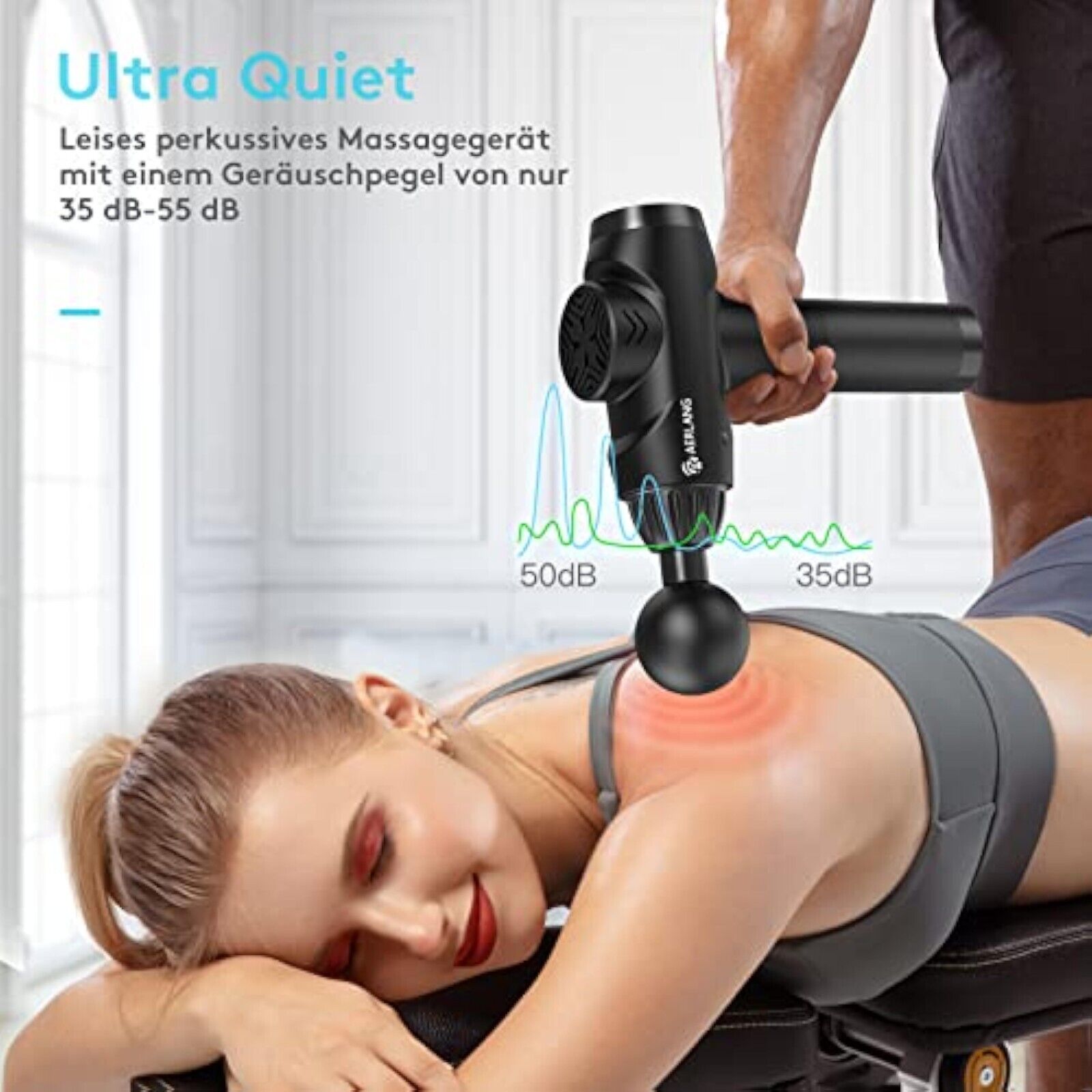 Elektrisches LCD Massagepistole Muskel Massage Gun mit 20 Modi + 6 Köpfen Handma