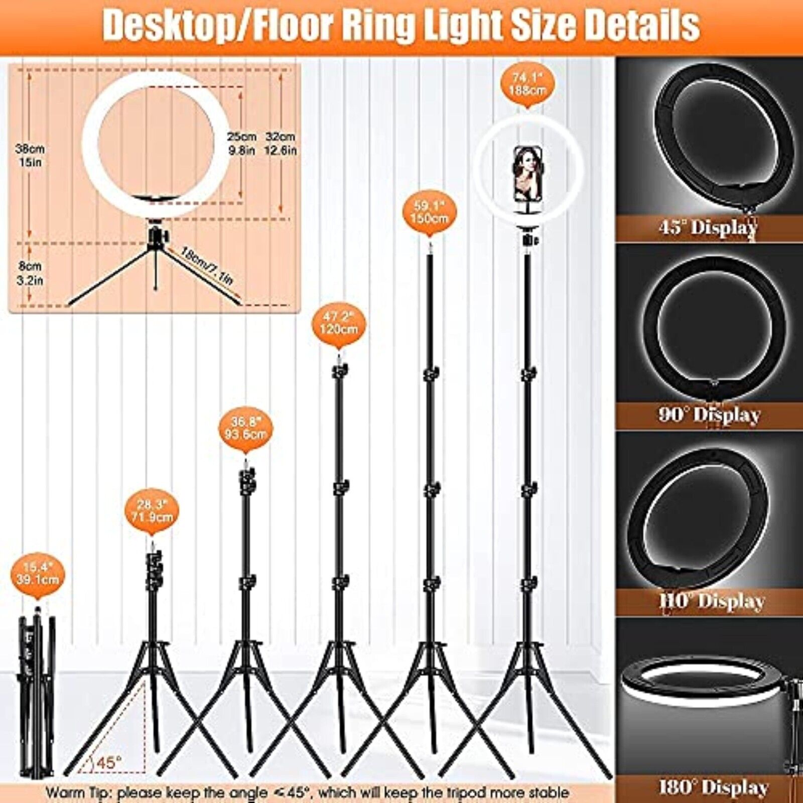 12.6" USB LED Ringlicht+Stativ Ringleuchte Fotolicht Studio-Licht Lampe Selfie