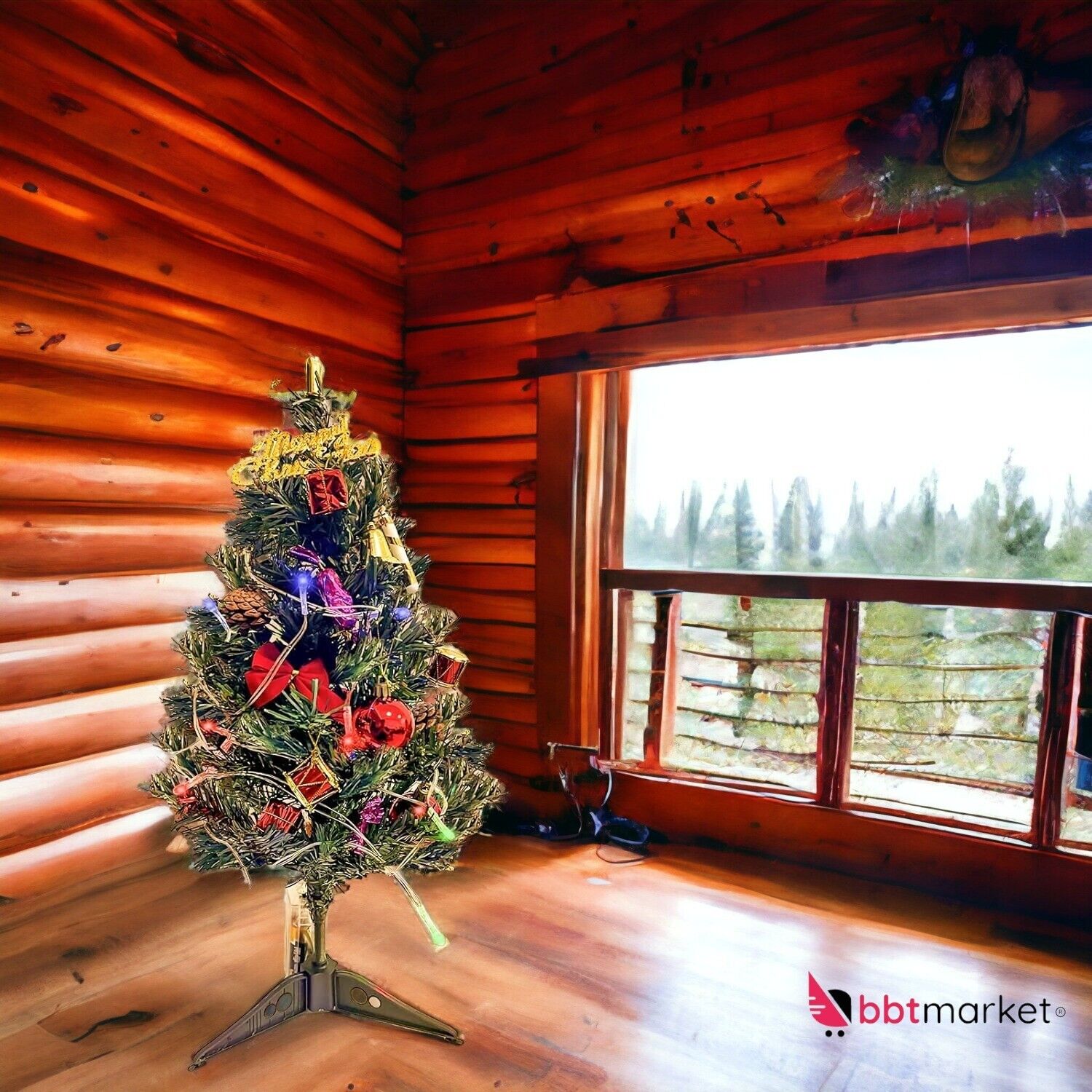 Mini Weihnachtsbaum Tisch Künstlich Tannenbaum klein mit LED-Lichterketten NEU