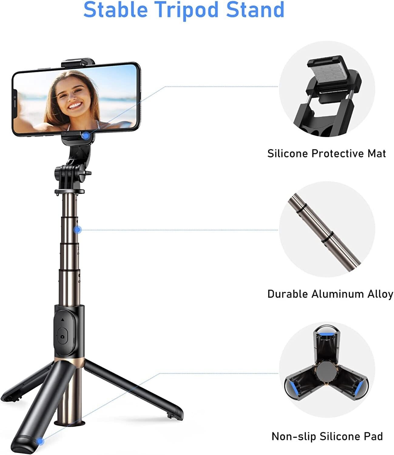 Smartphone Selfie Stick Handy Bluetooth Stativ 4 in1 Tripod Selfie Selfie-Stange