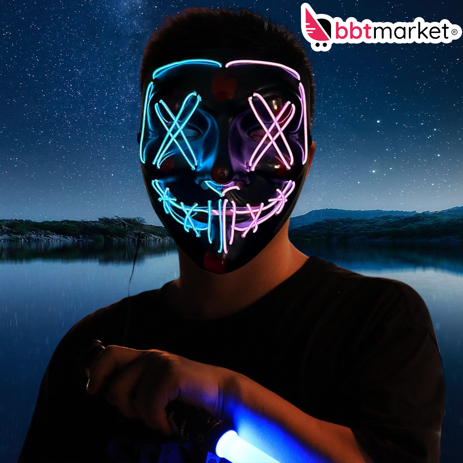 LED Grusel Purge Maske Kostüm Halloween mit Lichteffekten Halloween Verschiedene