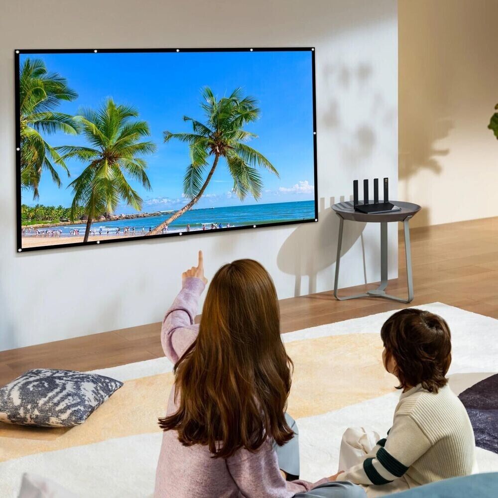 camping beamer 150 Zoll Beamer Leinwand 16:9 HD – Faltbare Projektor Leinwand für Hei