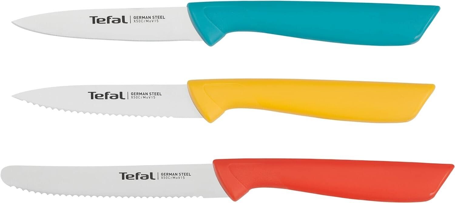 Tefal Colorfood Messer-Set  3-teilig | Universalmesser/Schälmesser Edelstahl