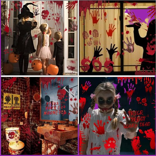 9 Stück Halloween Fensterbilder Halloween Deko Schreckliche Fensterbilder-NEU