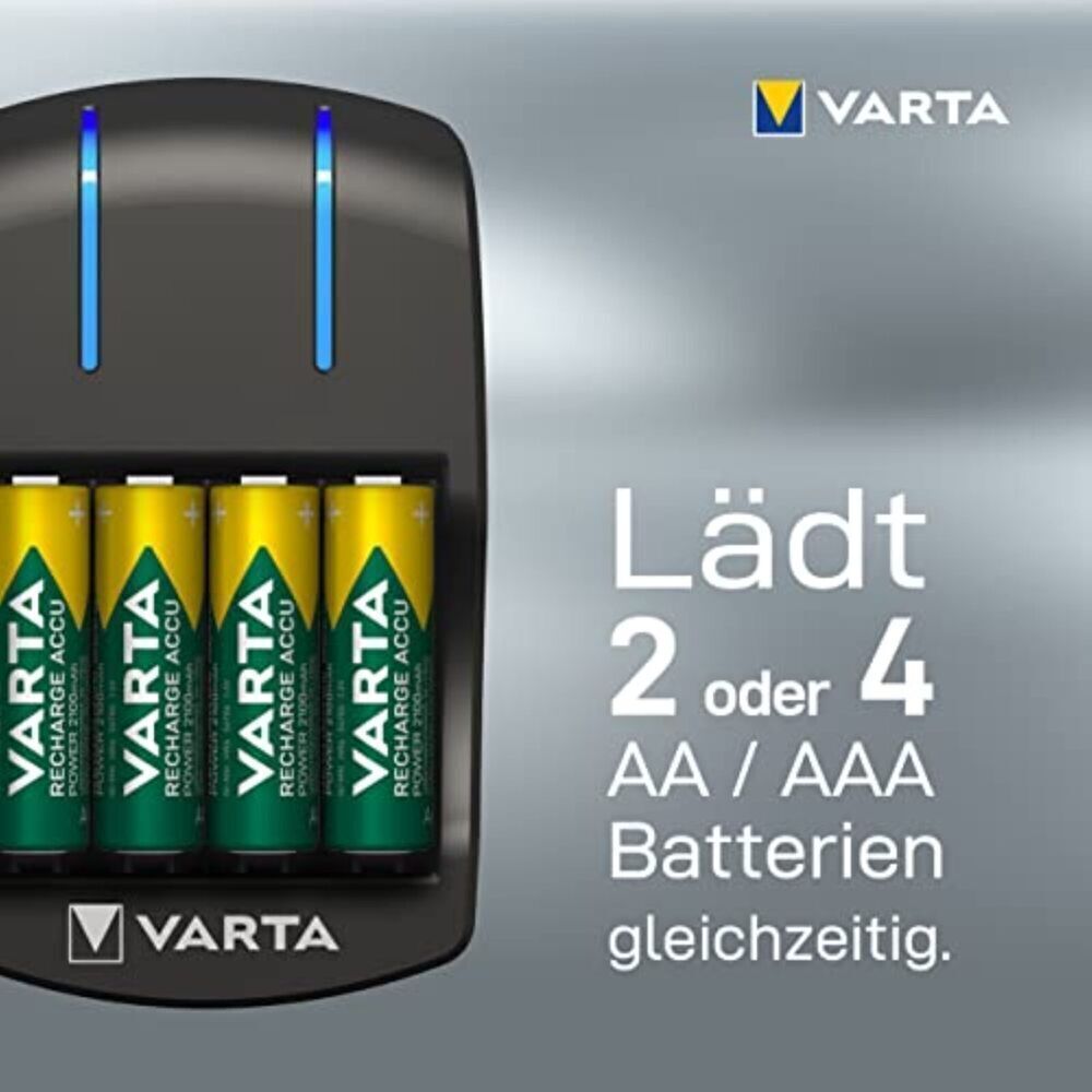 VARTA 2X4X AA/AAA Akkus Wiederaufladbare Batterien mit Plug Charger 2100mAh NEU