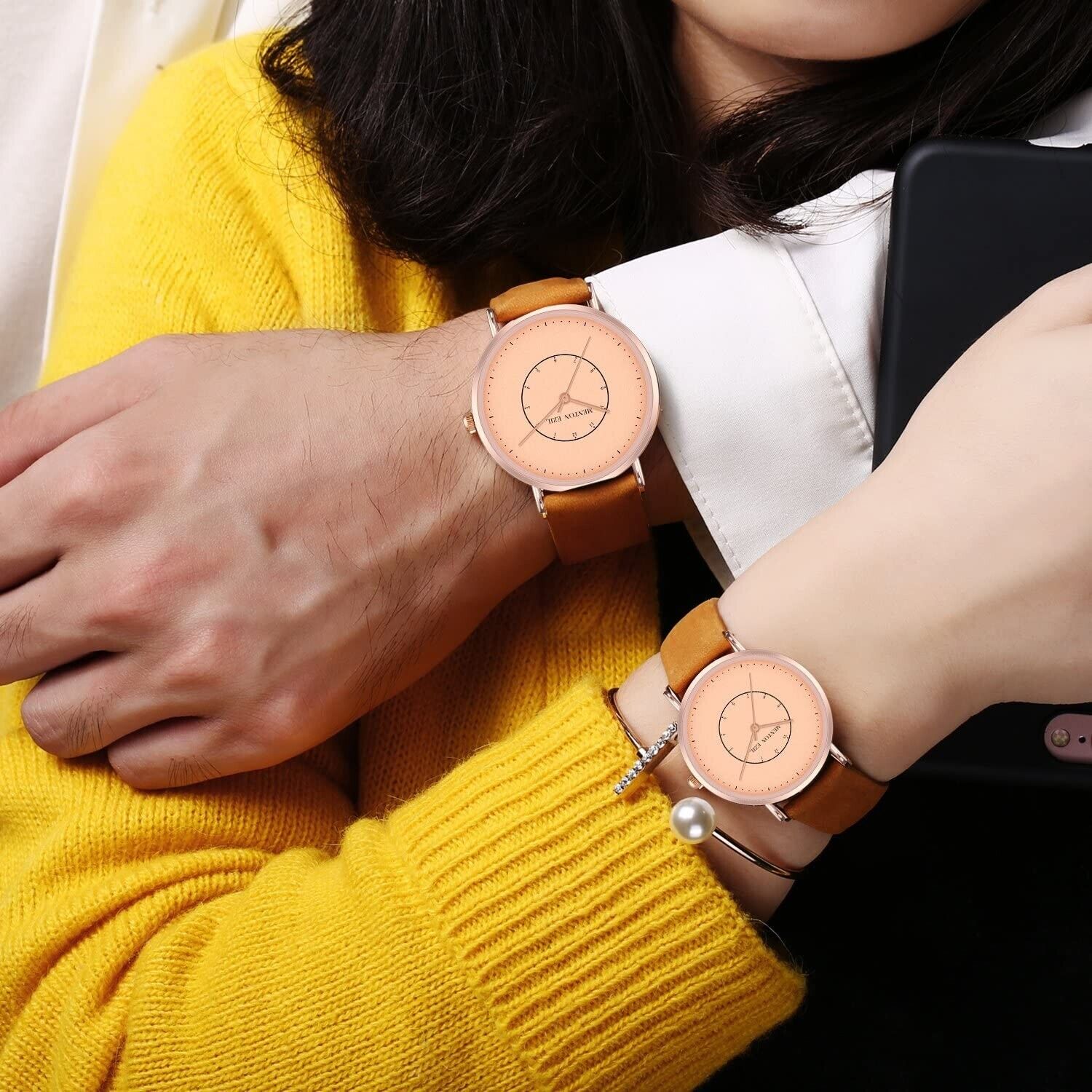 2 stück - Klassische Armbanduhr Paaruhren für Damen und Herren 3 ATM Wasserdic