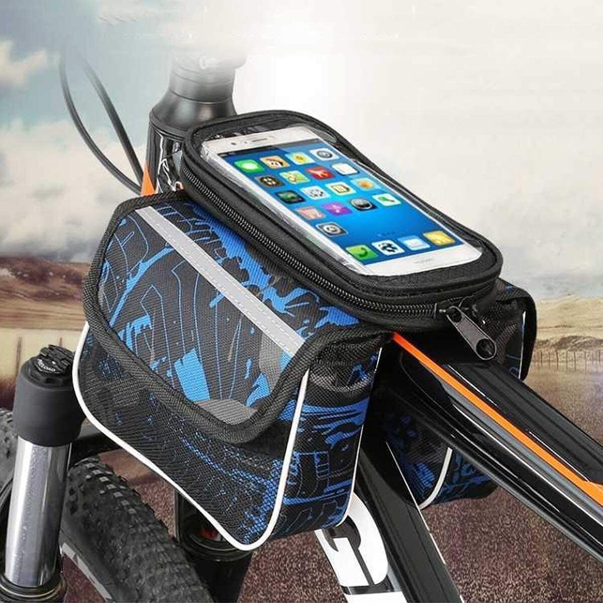 Fahrradtasche Wasserdicht Rahmentasche Oberrohrtasche-360°Drehbar für Handy 6,5"