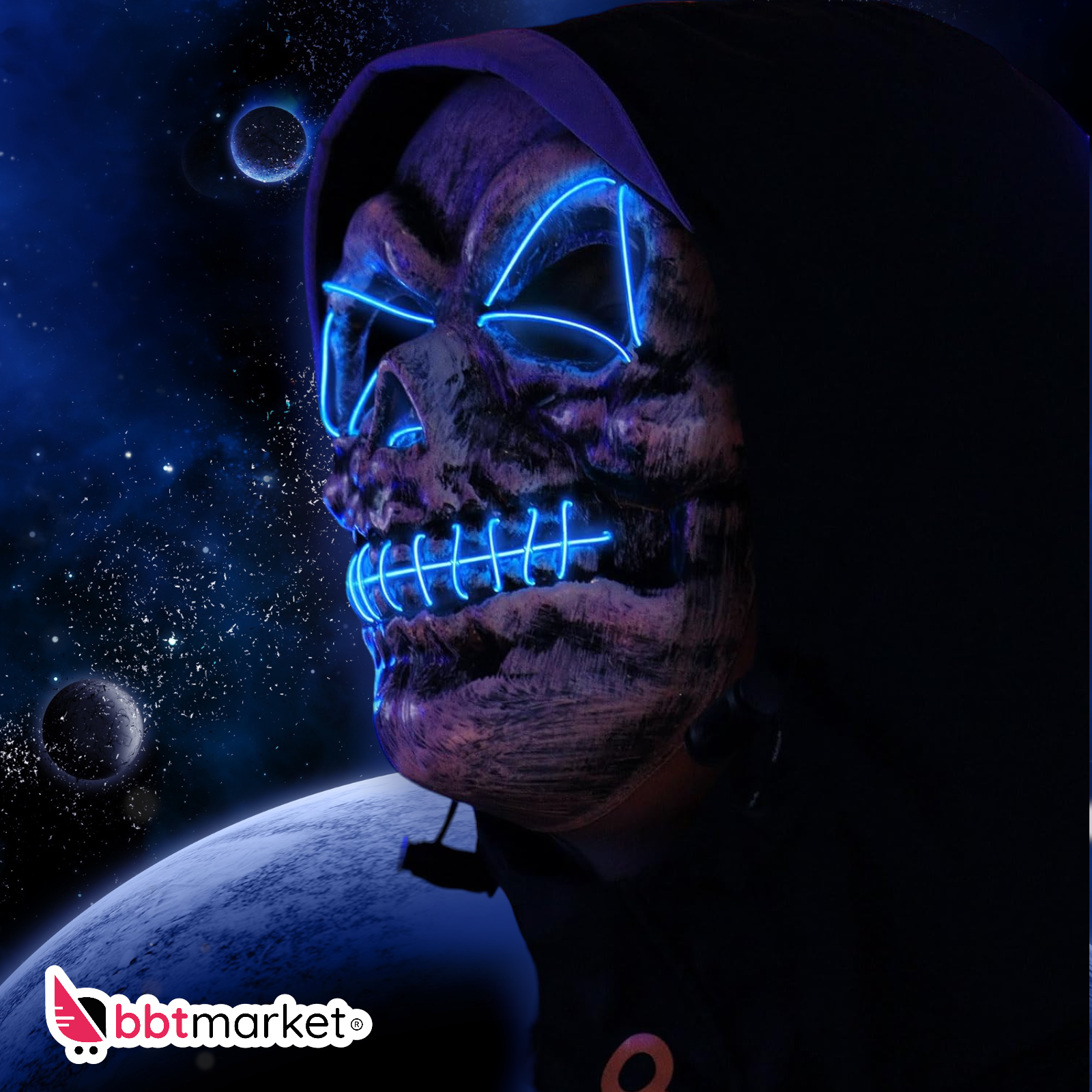 LED Maske The Purge Helloween Karneval Rave Party,mit Lichteffekten Helloween Zombi Party