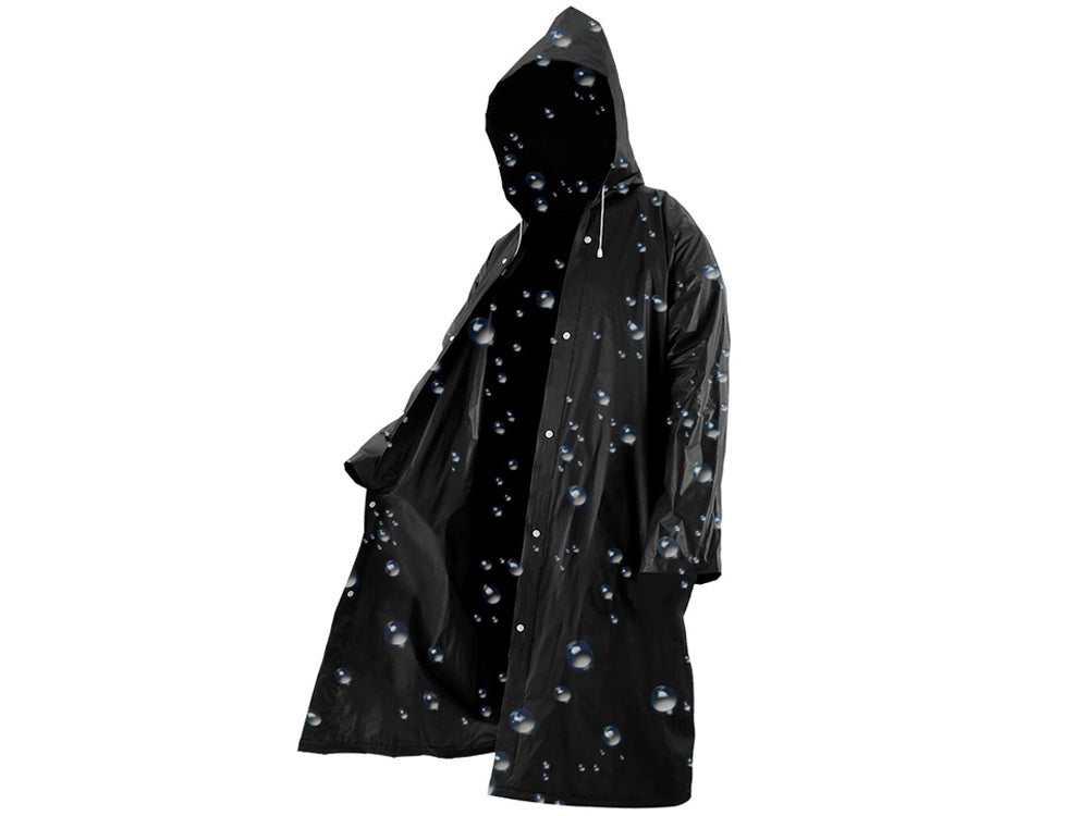 Unisex Regenmantel Wasserdicht – Leichte Regenjacke mit Kapuze, Universal Größe, Schwarz