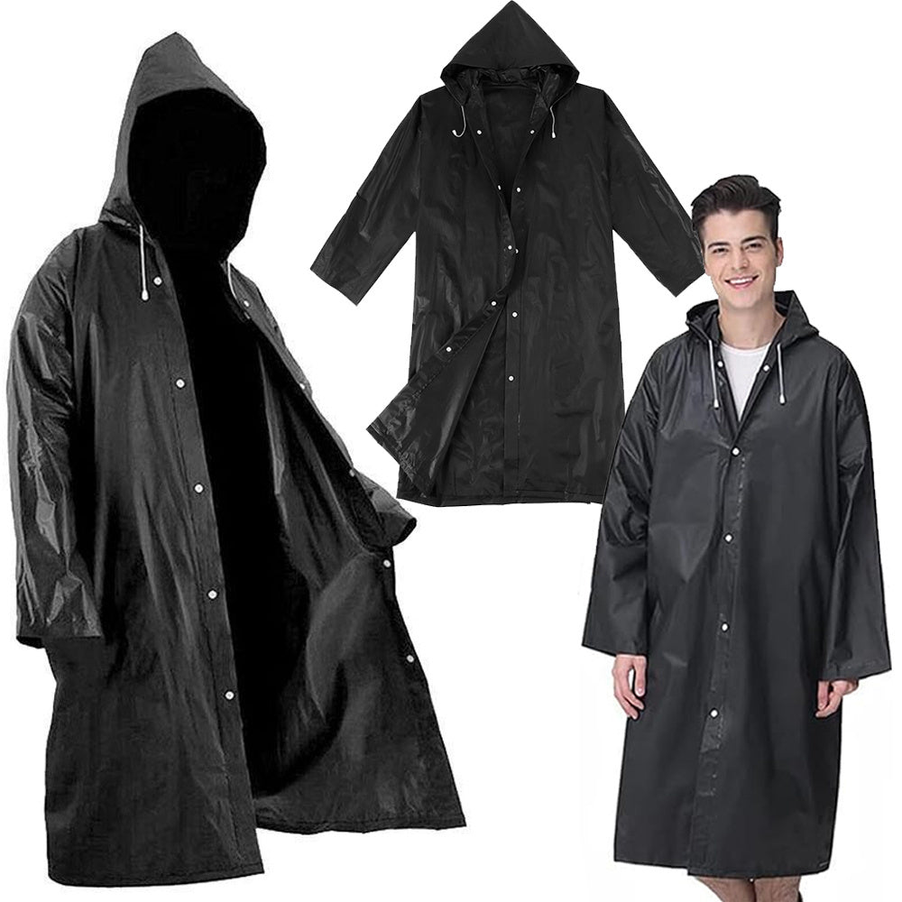Unisex Regenmantel Wasserdicht – Leichte Regenjacke mit Kapuze, Universal Größe, Schwarz