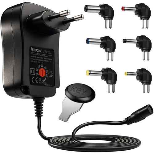 Universal Netzteil 3–12V 30W – Einstellbares DC Steckernetzteil mit 6 Adaptern und USB
