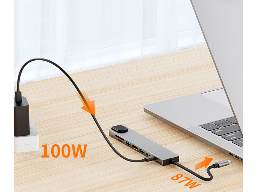 USB-C Hub 8-in-1 Adapter – Thunderbolt 3, HDMI 4K, Ethernet RJ45, SD/TF, USB & USB-C