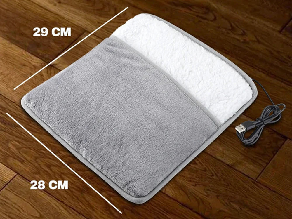 USB Heizkissen Fußwärmer 28x29cm 5W Grau Wärmematte Heizmatte Körper