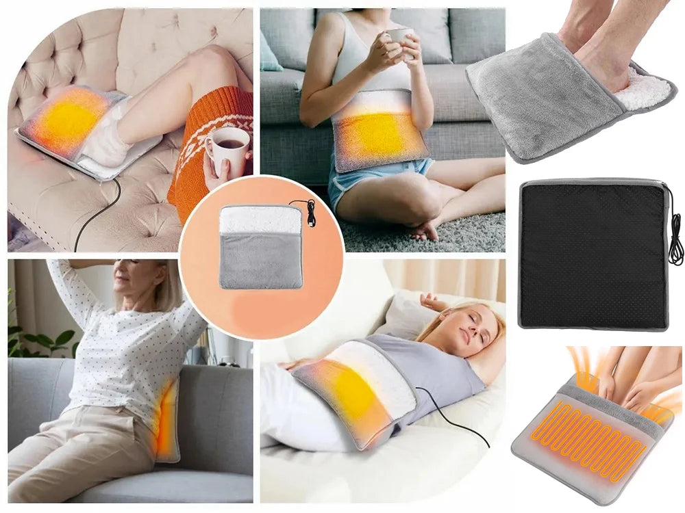 USB Heizkissen Fußwärmer 28x29cm 5W Grau Wärmematte Heizmatte Körper
