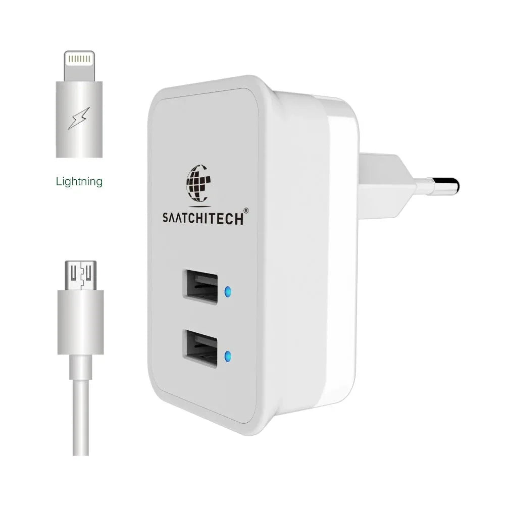 USB Ladegerät 2 Port 5V 2,1A Netzteil mit Micro USB Kabel Universal 100-240V
