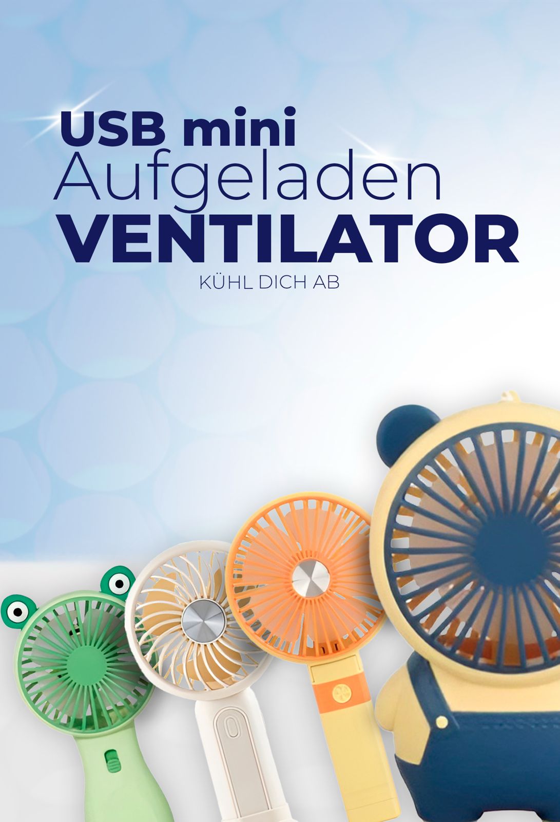 USB Mini Ventilator leise tragbar wiederaufladbar – Verschiedene Modelle 🌬️☀️🎈 🌀💨🖐️🔋🌬️☀️❄️🔄🔌🧊
