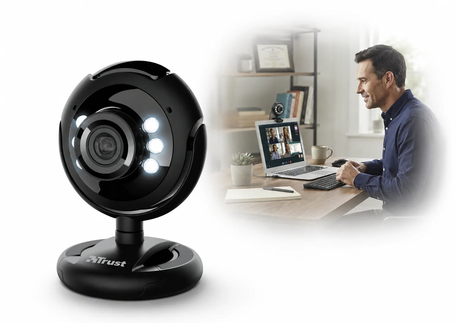 USB Webcam mit Mikrofon 1,3 MP LED Beleuchtung Laptop PC Videochat Kamera