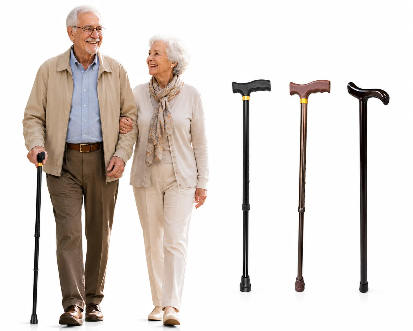 Verstellbarer Gehstock aus Aluminium 60–97 cm – Leichter Spazierstock mit ergonomischem Griff und 10-facher Höhenverstellung