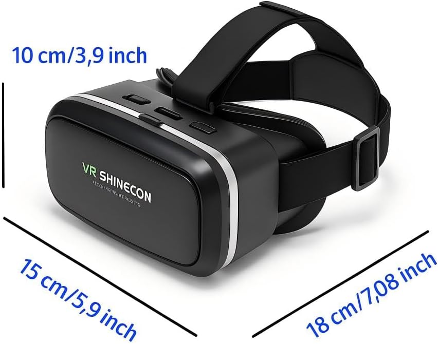 VR Brille 3D für Smartphone & PC – Leichtes VR Headset mit Linsen-/Pupillen-Distanzregler, abnehmbarem Komfortpolster, kompatibel mit Android & iOS