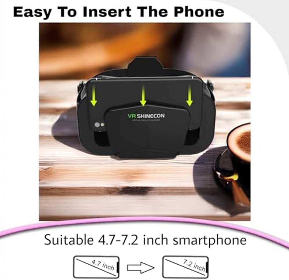 VR Brille 3D für Smartphone & PC – Leichtes VR Headset mit Linsen-/Pupillen-Distanzregler, abnehmbarem Komfortpolster, kompatibel mit Android & iOS