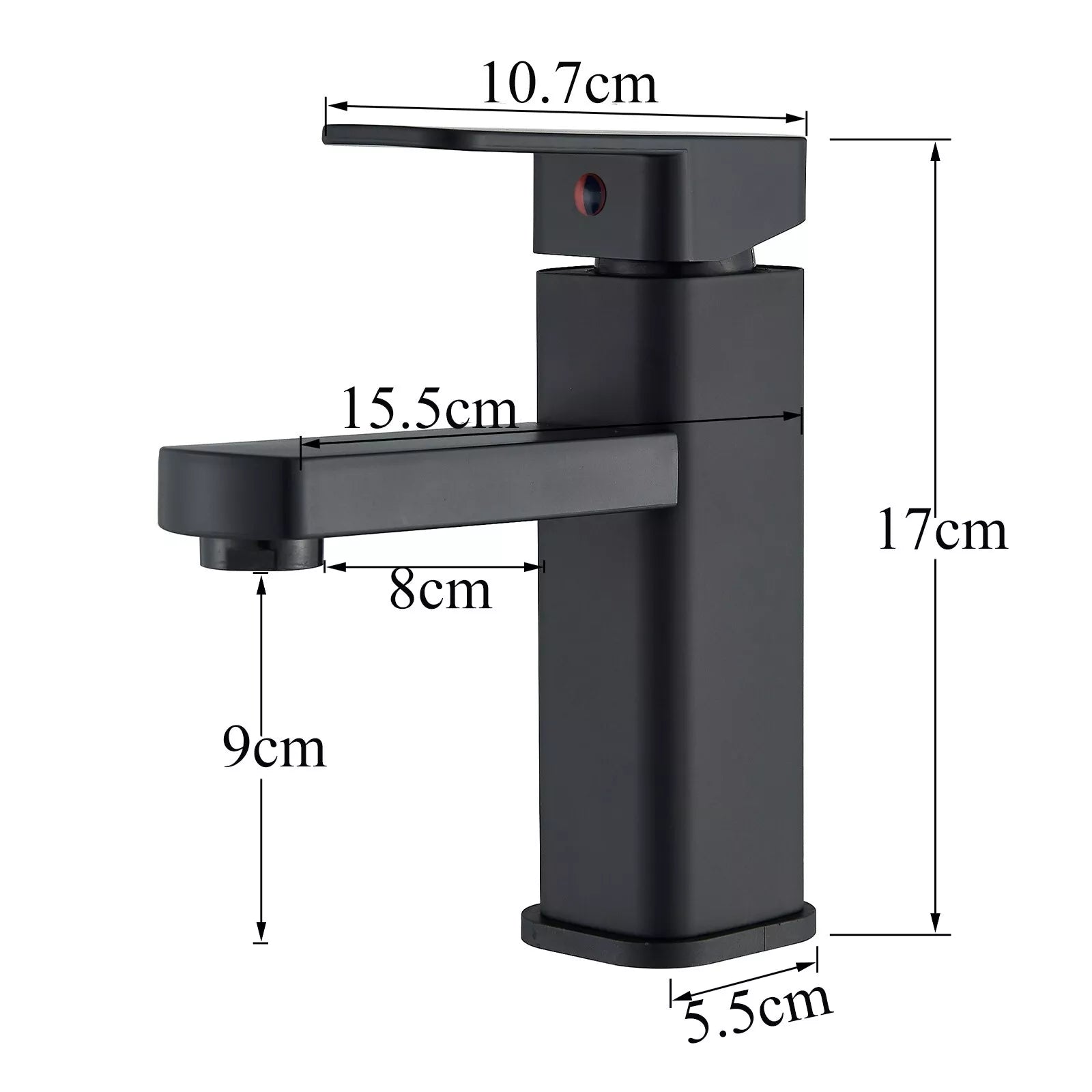 Waschtischarmatur Schwarz – Einhand Mischbatterie für Waschbecken | Moderne Badarmatur mit Heiß- & Kaltwasseranschluss, Keramikkartusche & 40 cm Schläuchen