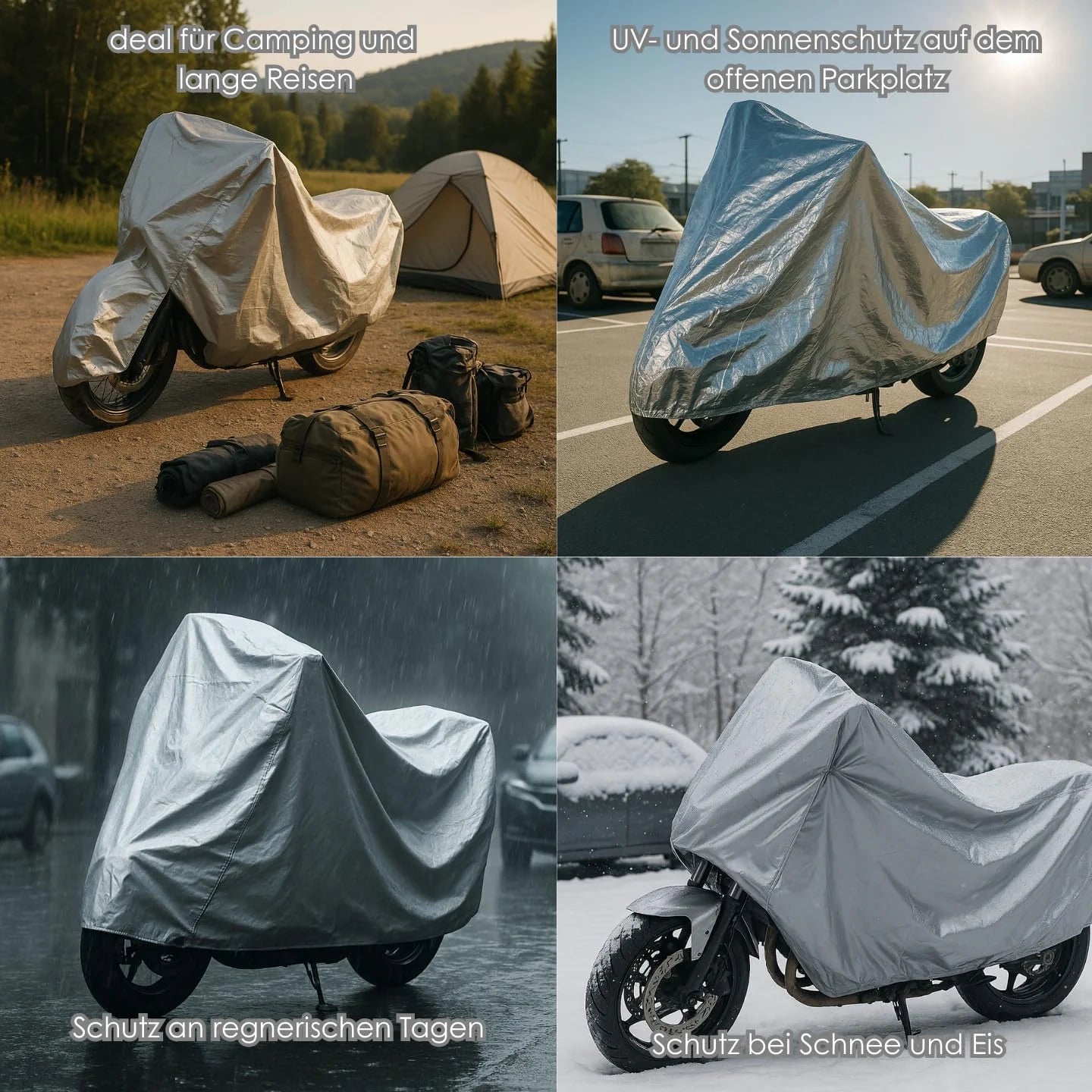 Wasserdichte Motorrad Abdeckung 205 × 125 cm – Schutzhülle für Roller, Moped & Motorrad