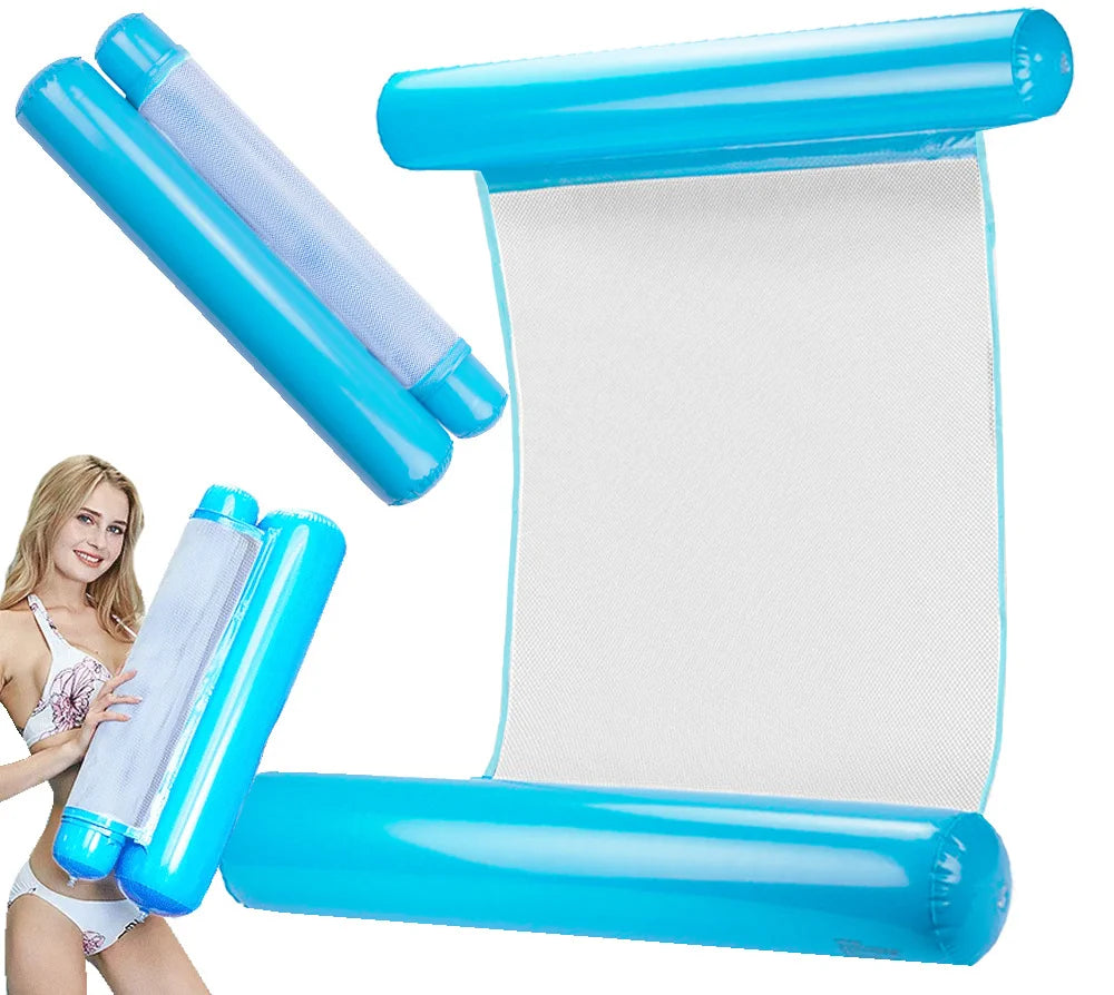 Wasserhängematte Aufblasbar Pool Liege Schwimmmatte Luftmatratze Blau
