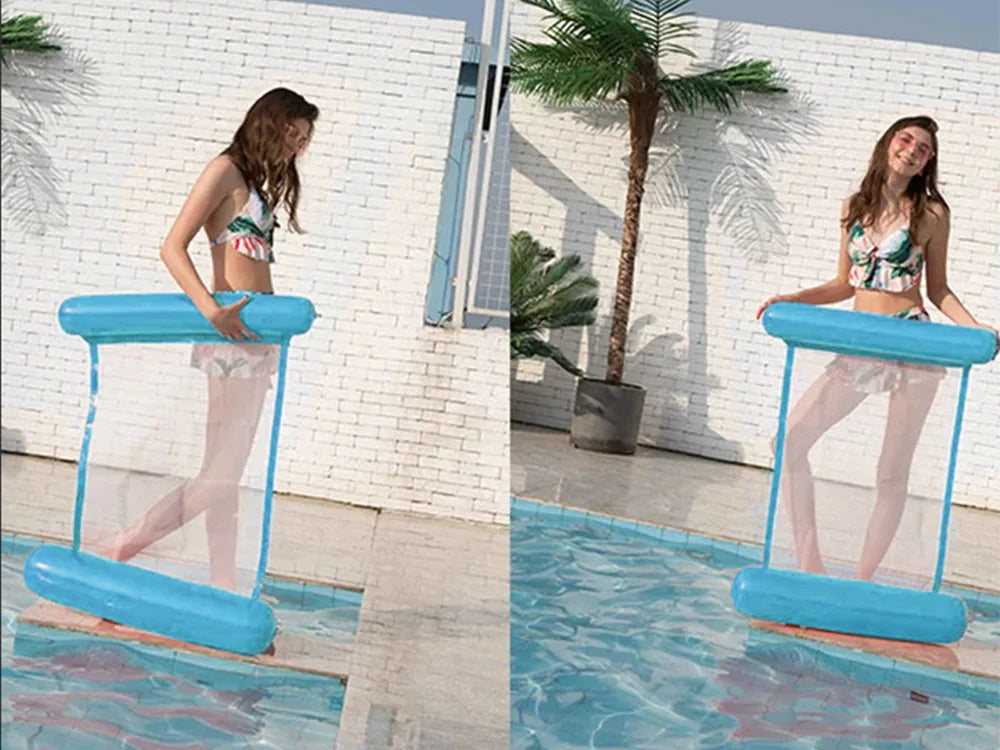 Wasserhängematte Aufblasbar Pool Liege Schwimmmatte Luftmatratze Blau