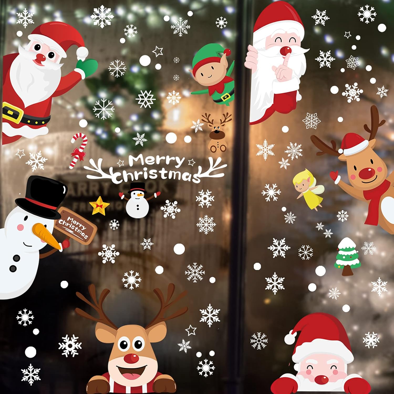 248 Stück Weihnachten Fensterbilder – Selbstklebende Schneeflocken Fenstersticker, 9 Bögen, Wiederverwendbar, Winter Fensterdeko