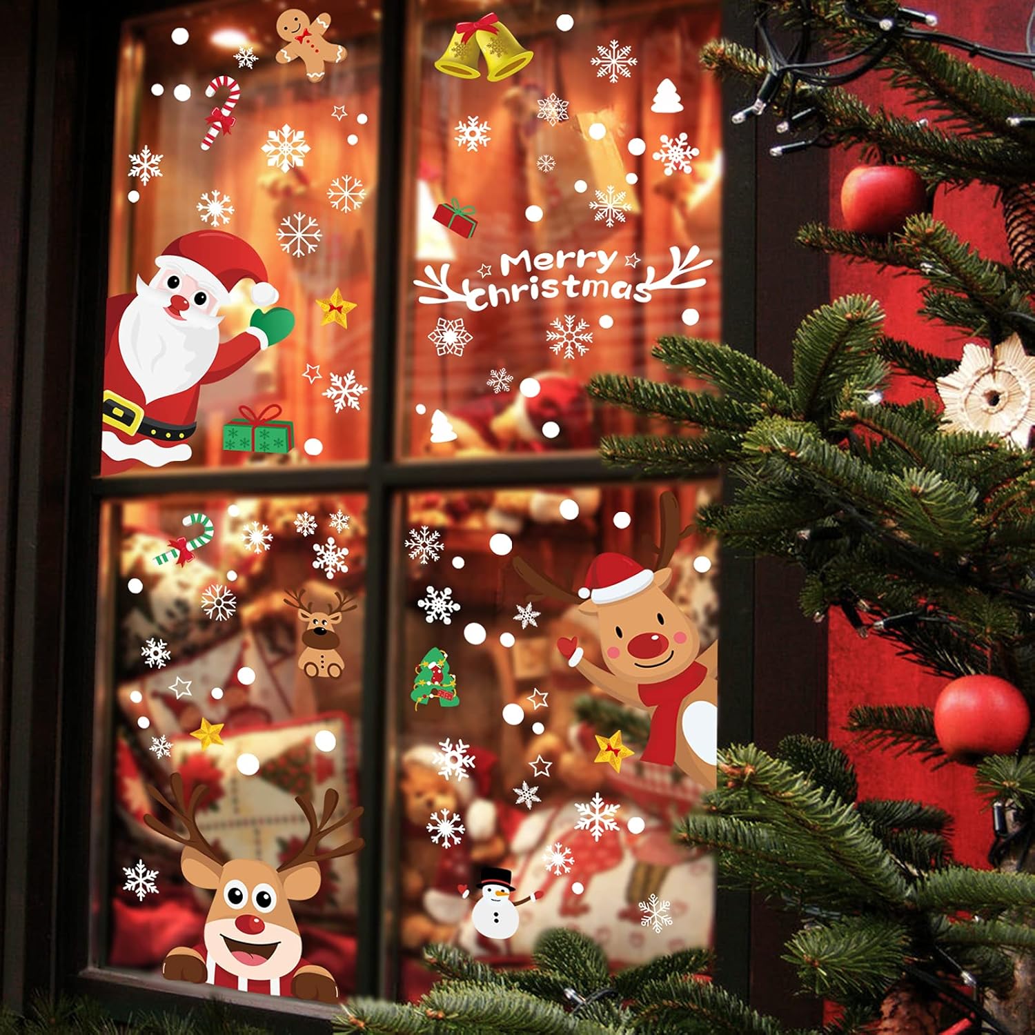 248 Stück Weihnachten Fensterbilder – Selbstklebende Schneeflocken Fenstersticker, 9 Bögen, Wiederverwendbar, Winter Fensterdeko