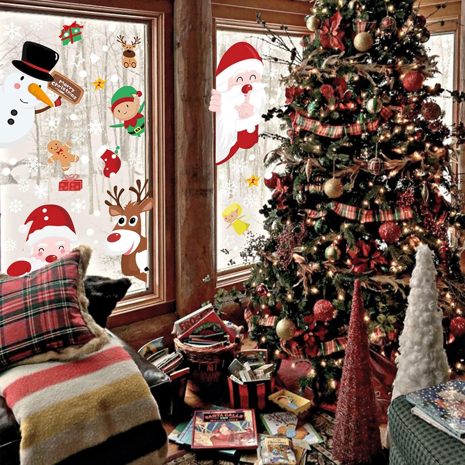 248 Stück Weihnachten Fensterbilder – Selbstklebende Schneeflocken Fenstersticker, 9 Bögen, Wiederverwendbar, Winter Fensterdeko