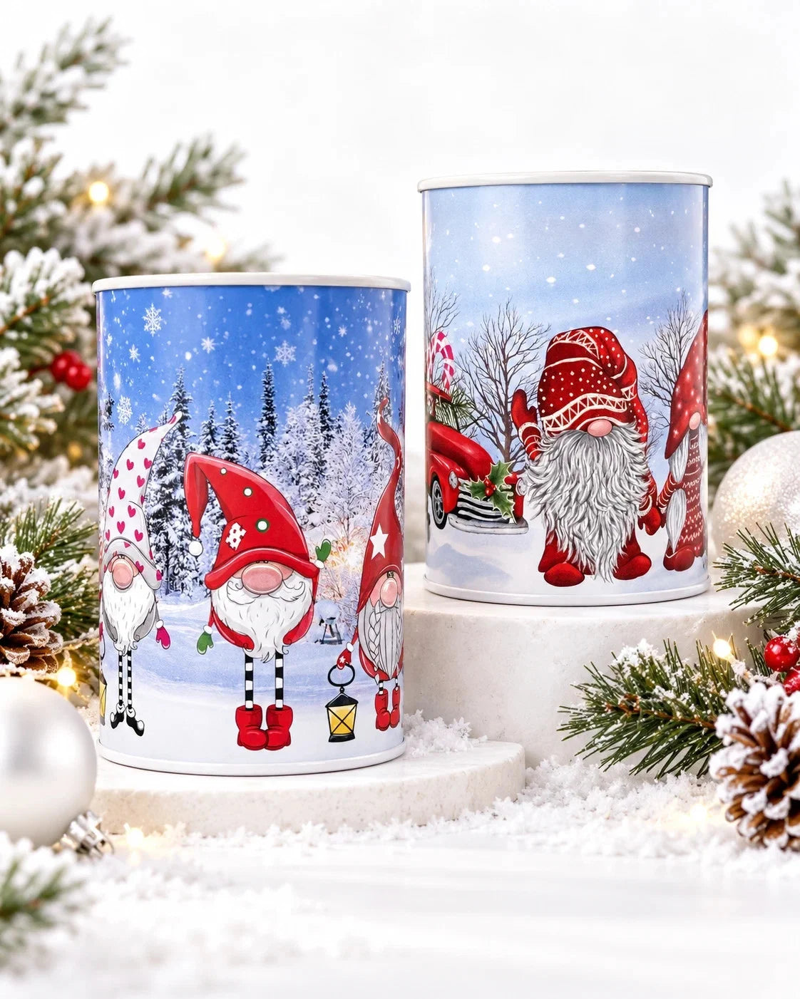 Weihnachts Spardose für Kinder aus Metall 12,5 x 8 cm – Geldbüchse Sparbüchse mit winterlichen Weihnachtsmotiven