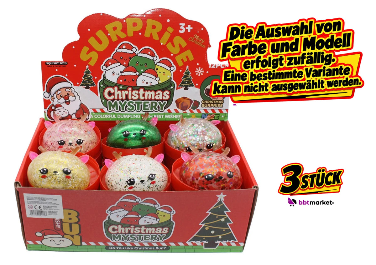 Weihnachts Squishy Dumpling Glitzer Fidget Toy Kinder 3+ Geschenk Anti Stress