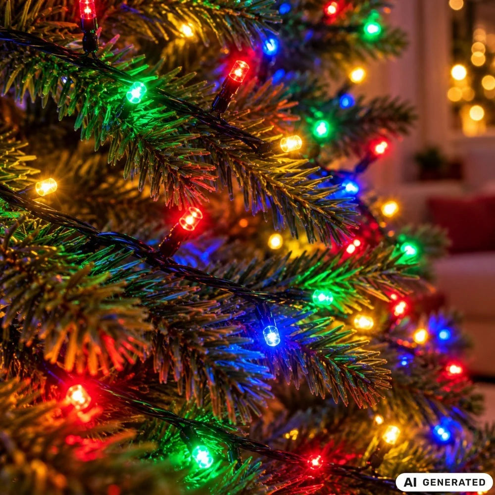 Weihnachtsbeleuchtung 200 LED Bunt 8 Modi Lichterkette Innen Verbindbar