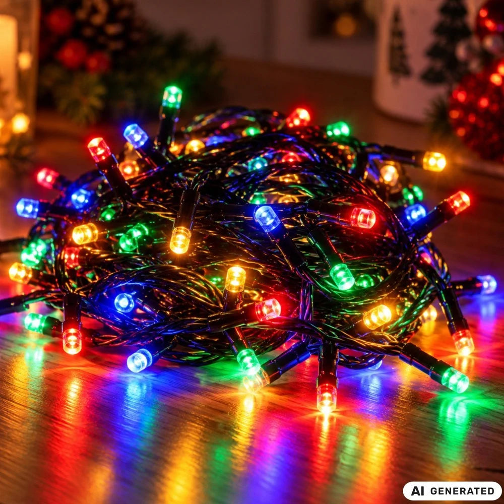 Weihnachtsbeleuchtung 200 LED Bunt 8 Modi Lichterkette Innen Verbindbar